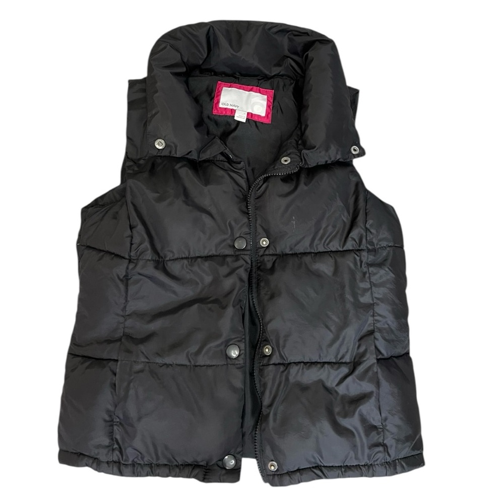 Old Navy Black Quilted Vest girls winter fall puffer casual
